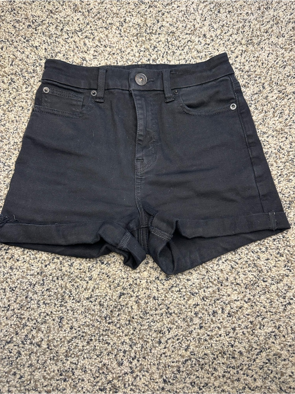 American Eagle Black High-Rise Denim Shorts